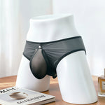 Men's Solid Color Detachable Front Pouch & Back Slit Briefs