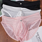 Men's Solid Color Detachable Front Pouch & Back Slit Briefs