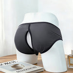 Men's Solid Color Detachable Front Pouch & Back Slit Briefs