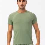 Men's Comfortable Round Collar Breathable Fitness Short Sleeve