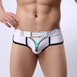 Zipper Belt Printed Cotton Pouch Briefs