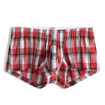 Mens Plaid Front Pouch Boxer Shorts