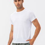 Men's Comfortable Round Collar Breathable Fitness Short Sleeve