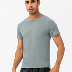 Men's Comfortable Round Collar Breathable Fitness Short Sleeve