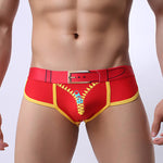 Zipper Belt Printed Cotton Pouch Briefs
