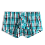 Mens Plaid Front Pouch Boxer Shorts