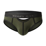 Men’s Spliced Lines U Convex Pouch Cotton Briefs