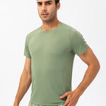 Men's Comfortable Round Collar Breathable Fitness Short Sleeve