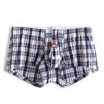 Mens Plaid Front Pouch Boxer Shorts