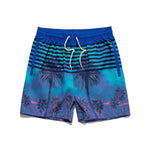 Men’s Striped Print Drawstring Board Shorts