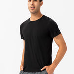 Men's Comfortable Round Collar Breathable Fitness Short Sleeve