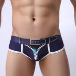 Zipper Belt Printed Cotton Pouch Briefs