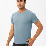 Men's Comfortable Round Collar Breathable Fitness Short Sleeve