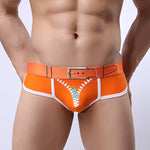 Zipper Belt Printed Cotton Pouch Briefs
