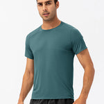 Men's Comfortable Round Collar Breathable Fitness Short Sleeve