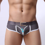 Zipper Belt Printed Cotton Pouch Briefs
