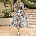 Everly - Vintage Glam Lantern Sleeve Midi Dress