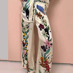 Nika | Resort Vibes Satin unique print shirt & trousers set Fit