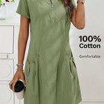 Gwendolen | Collar Pocket Dress — Short Sleeve Summer Knit Cotton Blend Dress