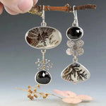 Asymmetrical Dendrite Agate Garden Earrings