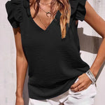 Indigo | Playful Ruffle Sleeve Summer Top