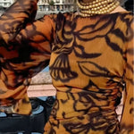 Noemi | Beach Glam Brown Long Printed Dress