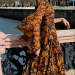 Ashley | Beach Glam Brown long printed dress