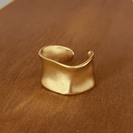 Vintage Gold and Silver Adjustable Wide Flat Ring