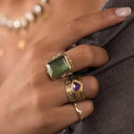 French Retro Square Crystal Ring