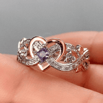 Amethyst Heart Infinity Promise Ring