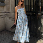 Senna | Bloom Midi Dress – Soft Blue Floral