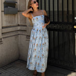 Senna | Bloom Midi Dress – Soft Blue Floral