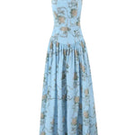 Senna | Bloom Midi Dress – Soft Blue Floral