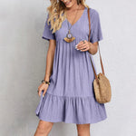 Trendy Boho Ruffle Hem Mini Dress