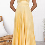 Victoria™ - Yellow Pleated V-Neck Maxi Dress