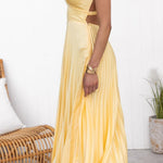 Victoria™ - Yellow Pleated V-Neck Maxi Dress
