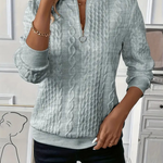 Claire | Women zip-up cable knit sweater