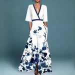 Hazel - Belted V-Neck Floral Maxi Dress