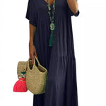 LINNEA™ – Soft Ruffle V-Neck Maxi Dress