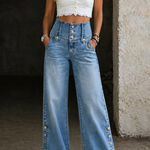 Mia | High Waist Slit Jeans