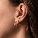 Set of 2 Pairs Brushed Gold Minimal Hoops