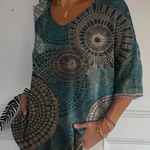Opal | Vintage Circle Totem Abstract Geometry Casual Pullover Knit