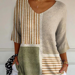 Eileen | Abstract Geometric Pattern Art Print Casual Knit Pullover