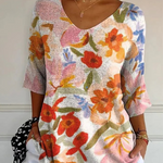 Women's Vintage Art Floral Casual Pullover Knit