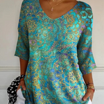 Shanelle | Retro Art Print Casual Pullover Knit