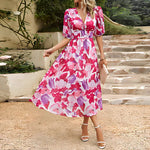 Everly - Vintage Glam Lantern Sleeve Midi Dress