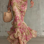 Mae | Vintage Rose Print Puff Sleeve Maxi Dress