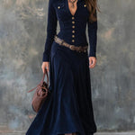 Milana | Long Suede Dress with Slit