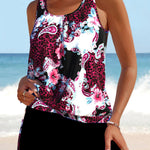 Tankini Swimsuits Tummy Control Two Piece Blouson Bathing Suit