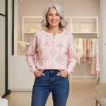 Amelia | Christmas Tree Knitted Button-Up Top